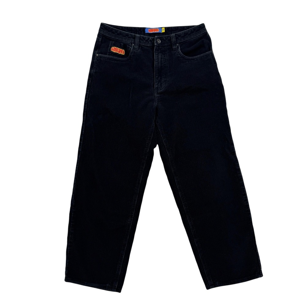 Mens Empyre Relaxed Fit Corduroy Pants Black Skate Wide Leg Size 30
